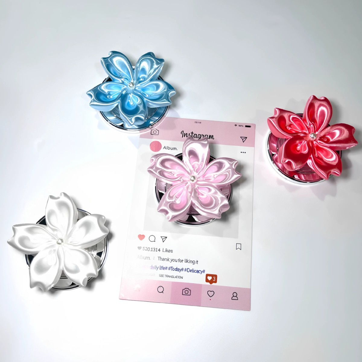 Supply Florist - Penyangga Ponsel Magnetik dengan Hiasan Bunga