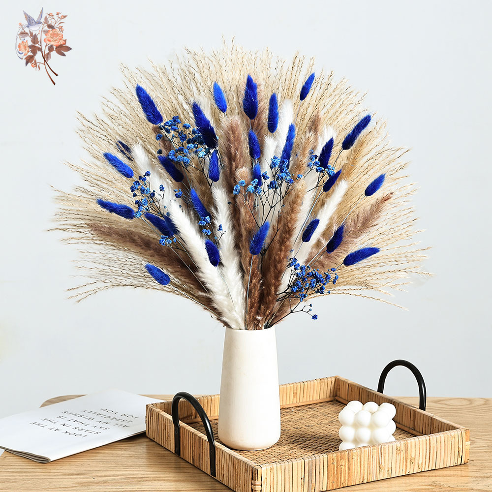 Florist Supply Bulk - 70 Batang Biru Berbulu Ekor Kelinci